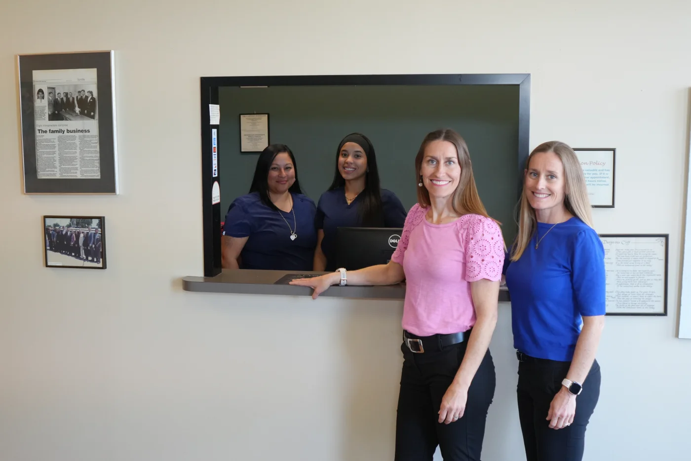 The Chicoine Chiropractic front desk welcoming patients